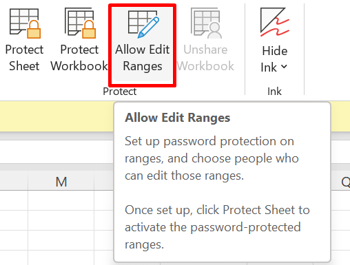 Allow Edit Ranges in Excel