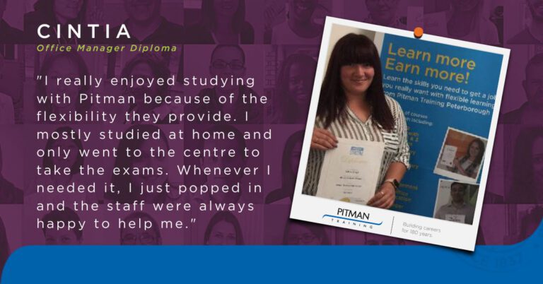 Pitman Peterborough gave Cintia the confidence to become an Office Administrator