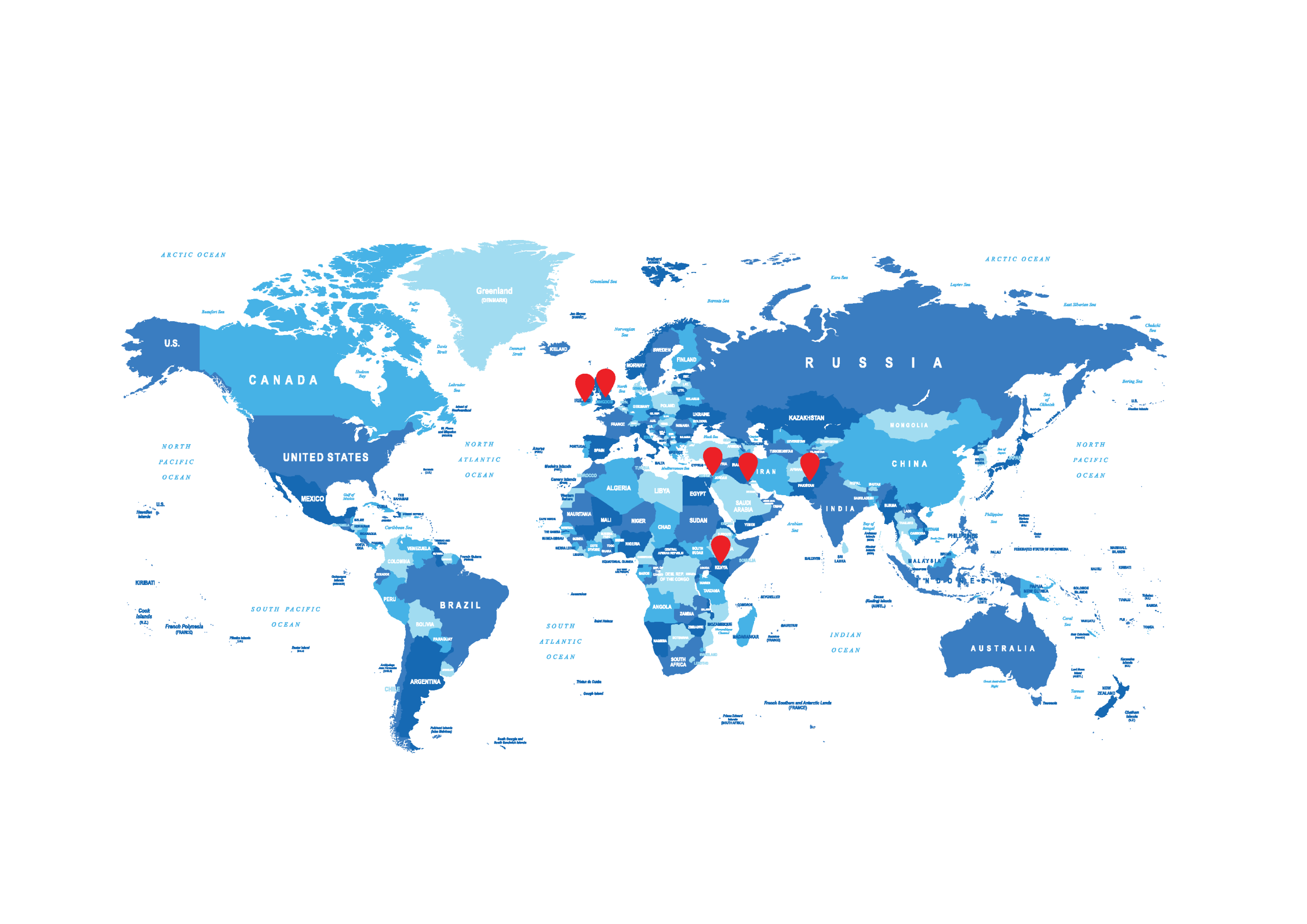Pitman - international locations map