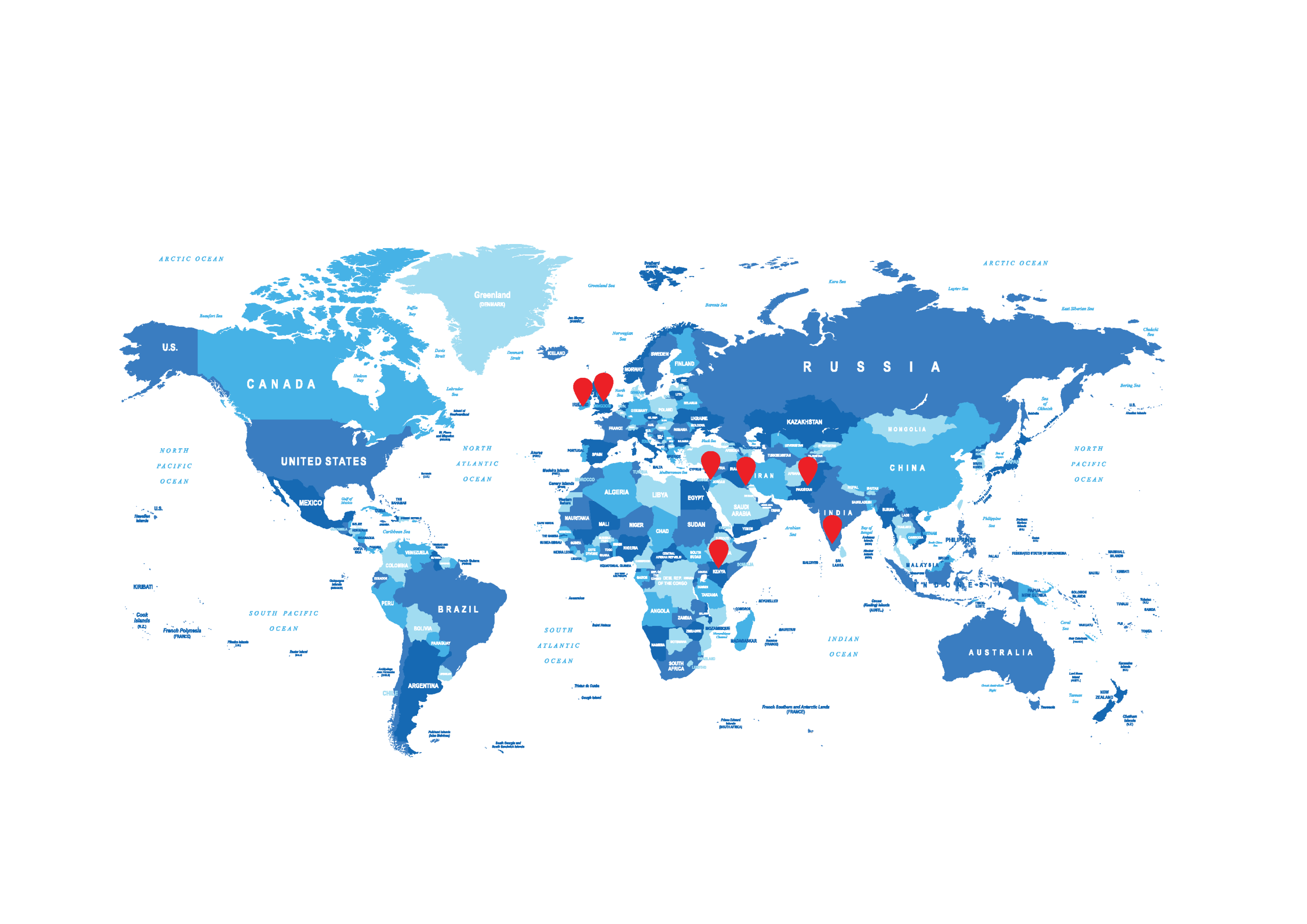 Pitman - international locations map